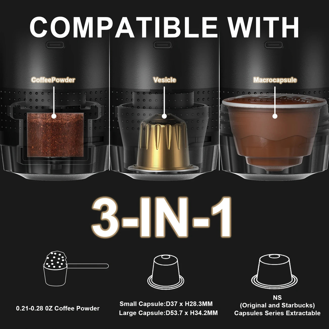 Portable Electric Espresso Machine, Travel Coffee Maker for Camping