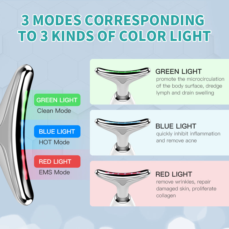 ANLAN EMS Facial & Neck Lifting Device – 3 Colors Light Therapy for Skin Tightening, Double Chin Reduction, and Ultimate Skincare