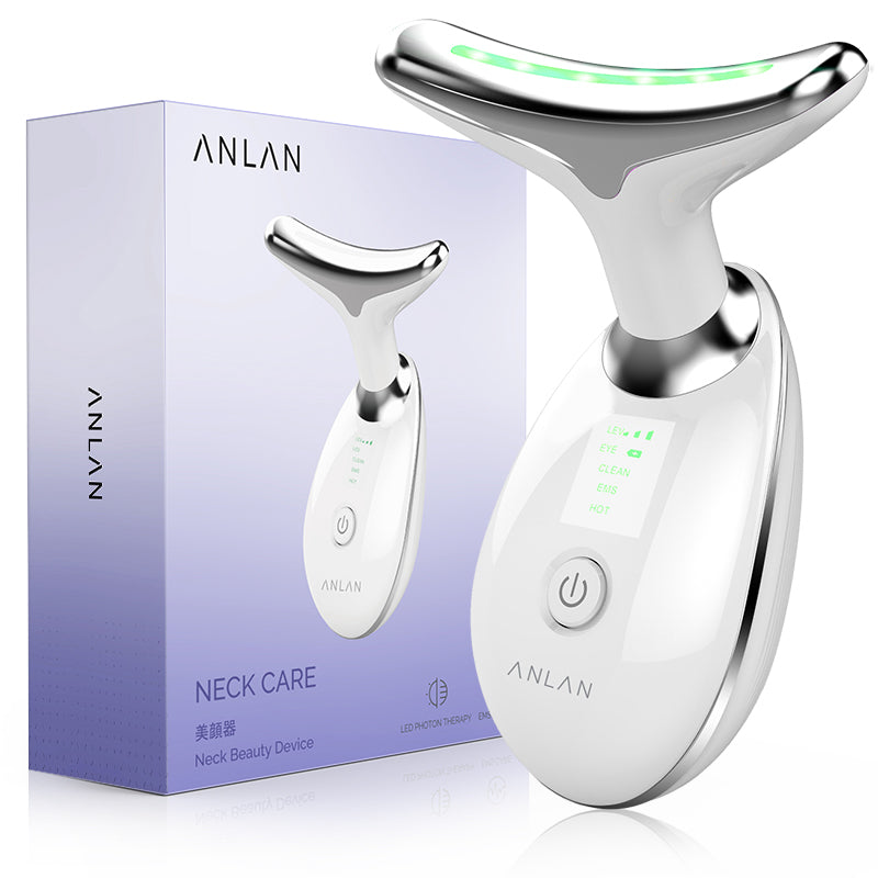 ANLAN EMS Facial & Neck Lifting Device – 3 Colors Light Therapy for Skin Tightening, Double Chin Reduction, and Ultimate Skincare
